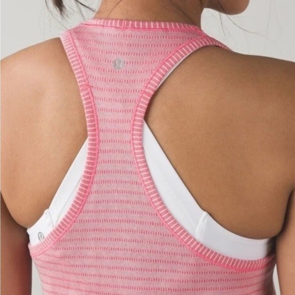 Lululemon Run Swiftly Tech Tank Stitch Stripe White Heathered Boom Juice Size 4 - Picture 2 of 8